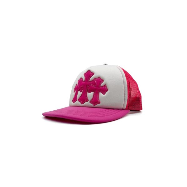 Chrome Hearts Cappello Con Fibbia Argentata E Toppa in Pelle a Tripla Croce