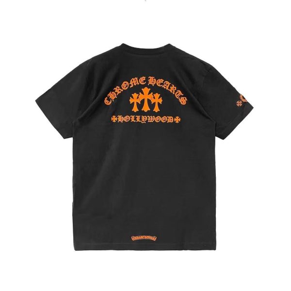 Chrome Hearts Arancione Con Tre Croci T Shirt
